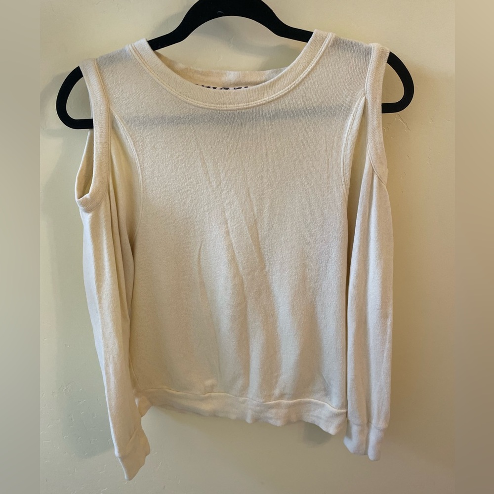 Volcom Pastel Yellow Lightweight Cold Shoulder Sweatshirt